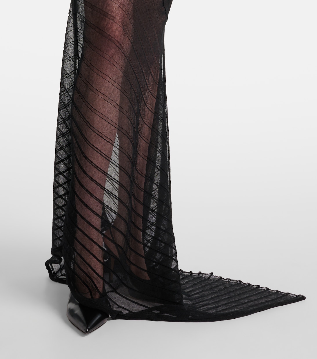 Abito lungo in tulle trasparente arricciato | Victoria Beckham