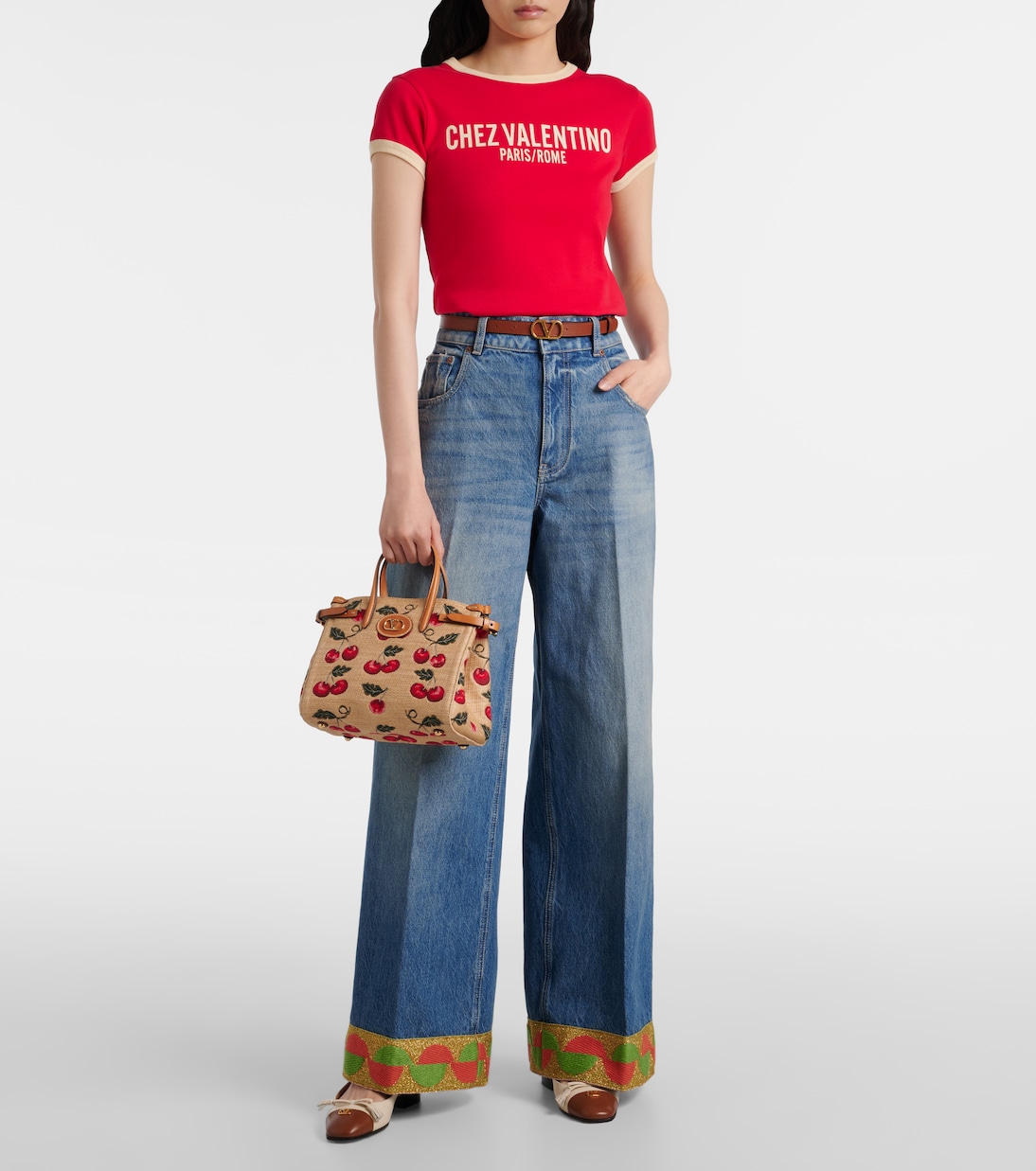 Antibes Cherryfic Small jacquard tote bag | Valentino Garavani