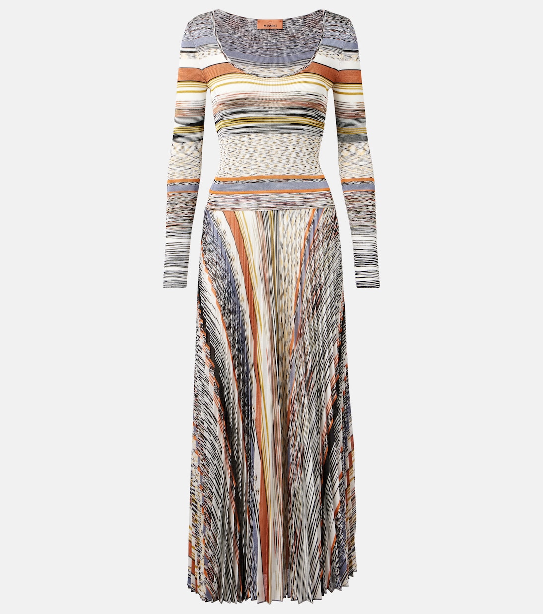Knitted pleated striped maxi dress | Missoni