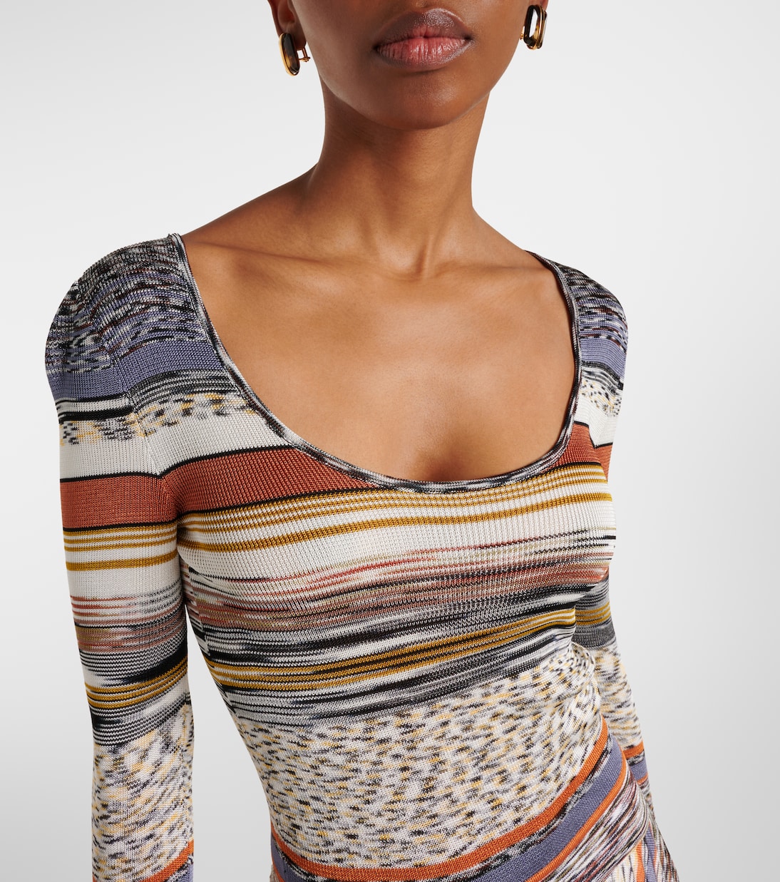 Knitted pleated striped maxi dress | Missoni