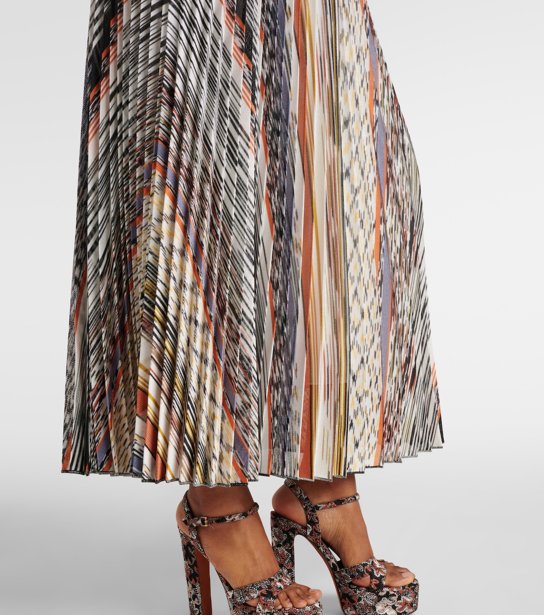 Knitted pleated striped maxi dress | Missoni