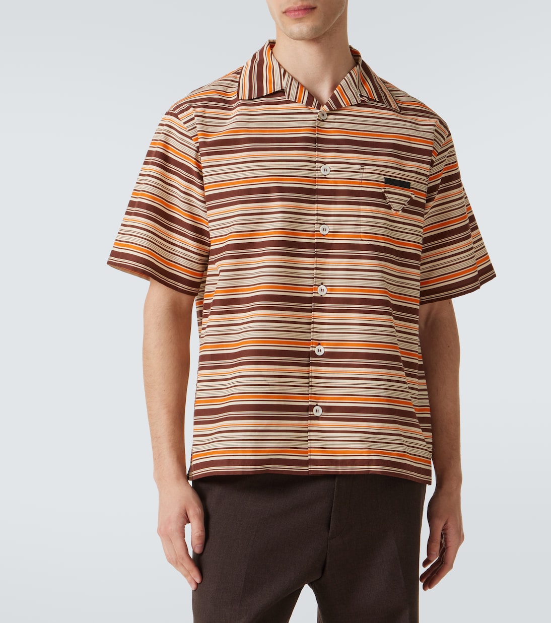 Striped cotton and silk bowling shirt | Prada