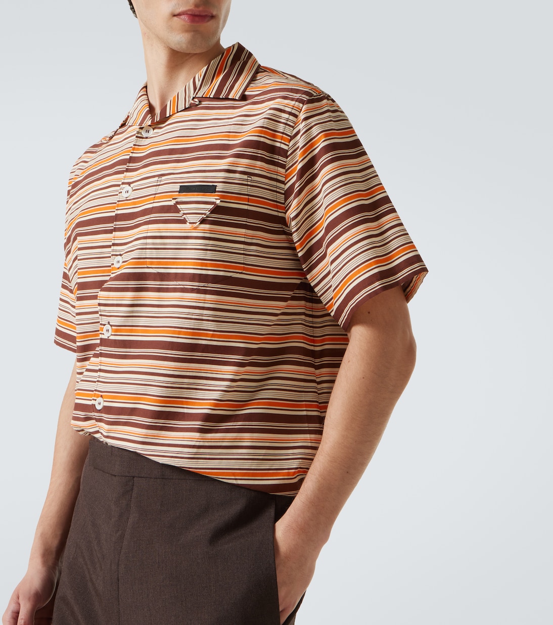 Striped cotton and silk bowling shirt | Prada