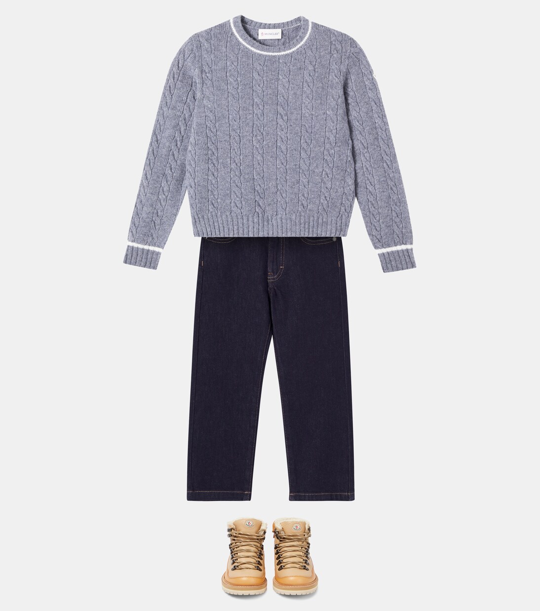 Logo初剪羊毛绞花针织毛衣 | Moncler Enfant