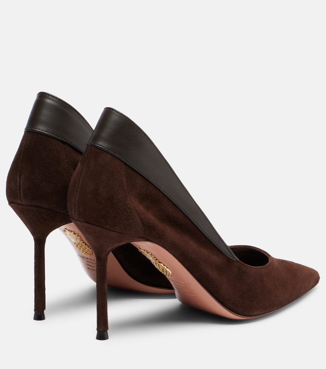 Guanto 85 leather-trimmed suede pumps | Aquazzura