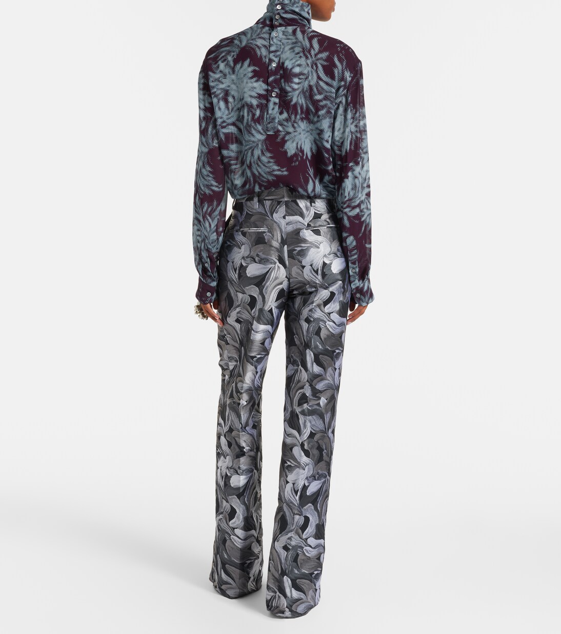 Jacquard high-rise wool straight pants | Dries Van Noten