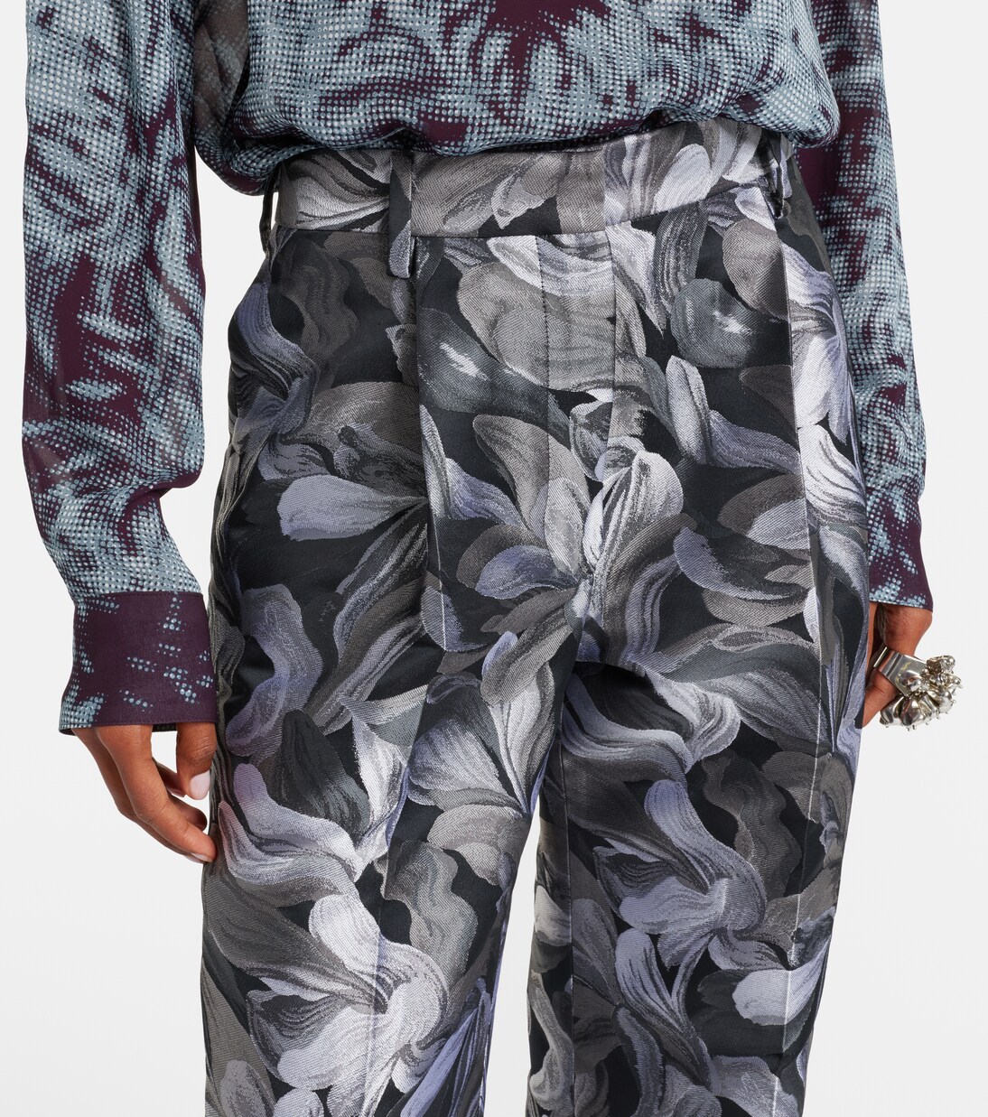 Jacquard high-rise wool straight pants | Dries Van Noten
