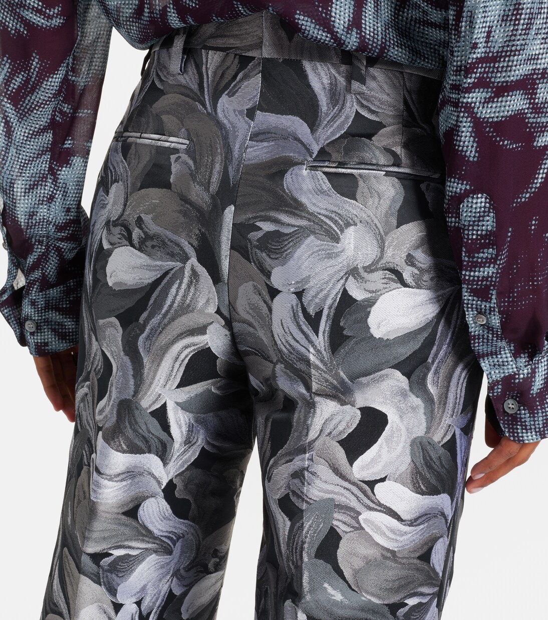 Jacquard high-rise wool straight pants | Dries Van Noten