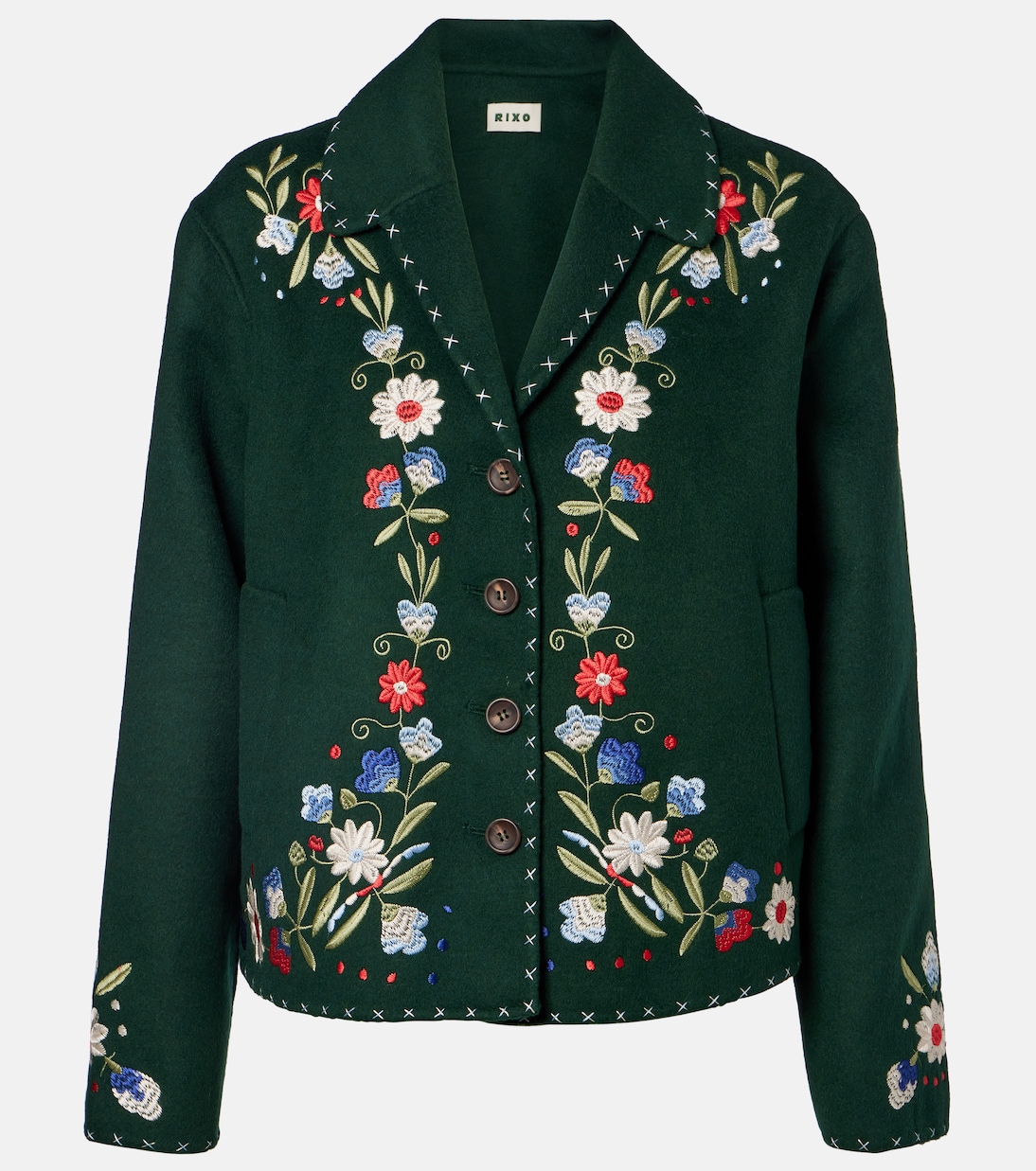 Jude embroidered wool-blend jacket | Rixo