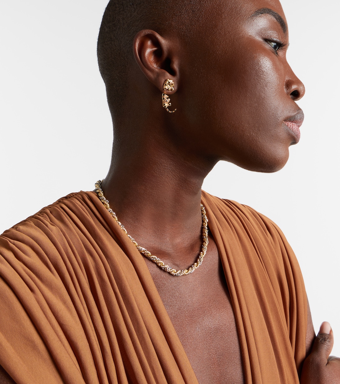 Puce & Dessous Léopard 9kt gold single earring with gemstones | Yvonne Léon