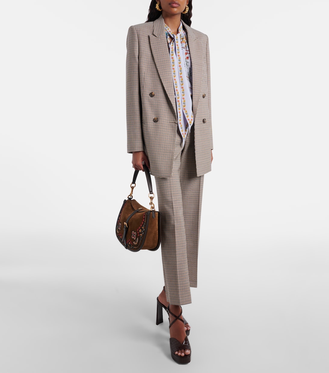 Checked wool-blend flared pants | Etro