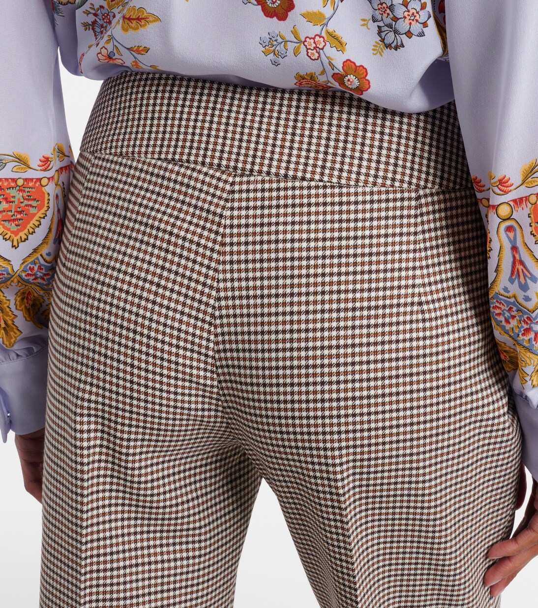 Checked wool-blend flared pants | Etro
