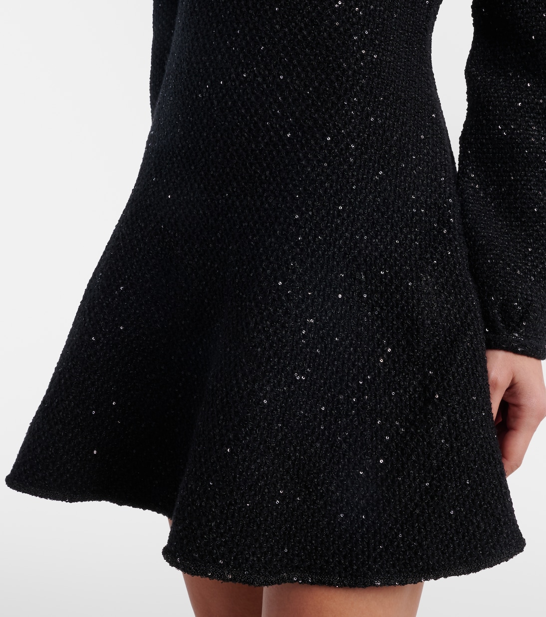 Bow-detail sequined knitted minidress | Self-Portrait