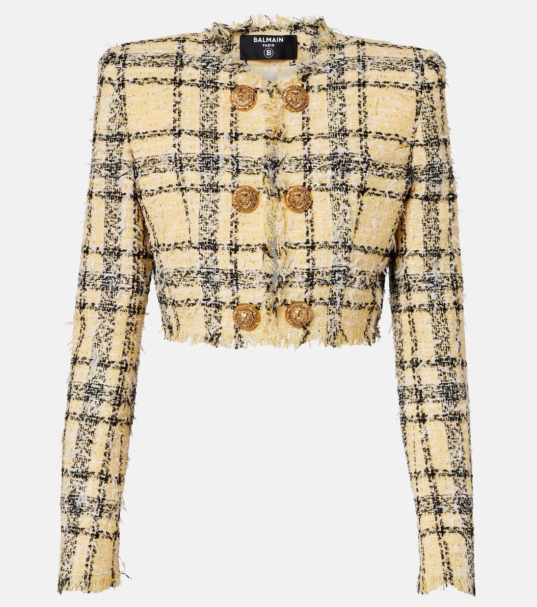 Chaqueta cropped de tweed con lentejuelas | Balmain