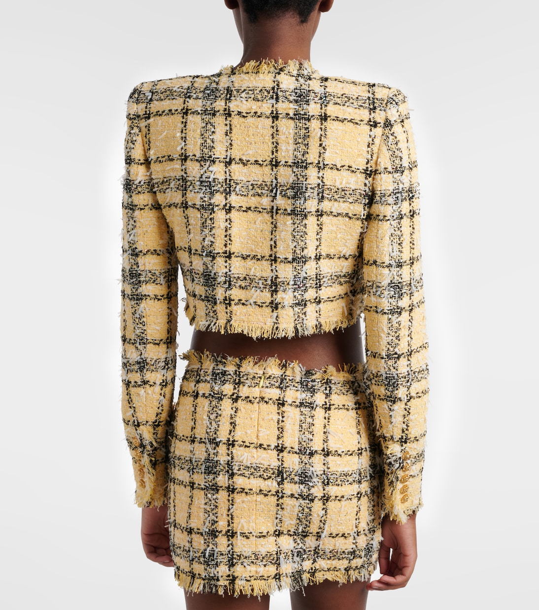 Chaqueta cropped de tweed con lentejuelas | Balmain