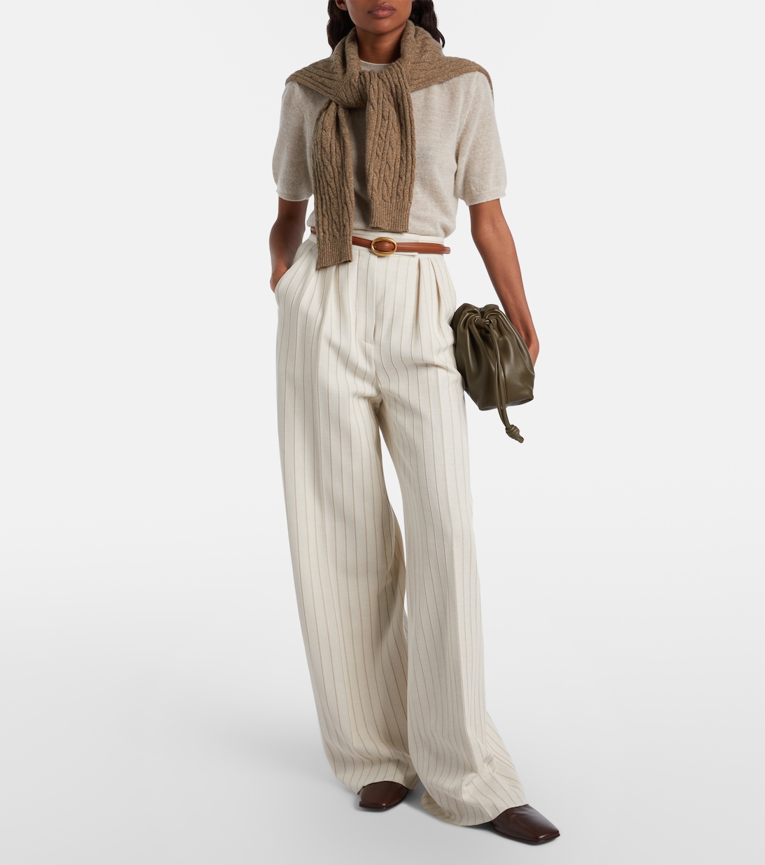 Walnut cashmere, wool, and silk top | Loro Piana