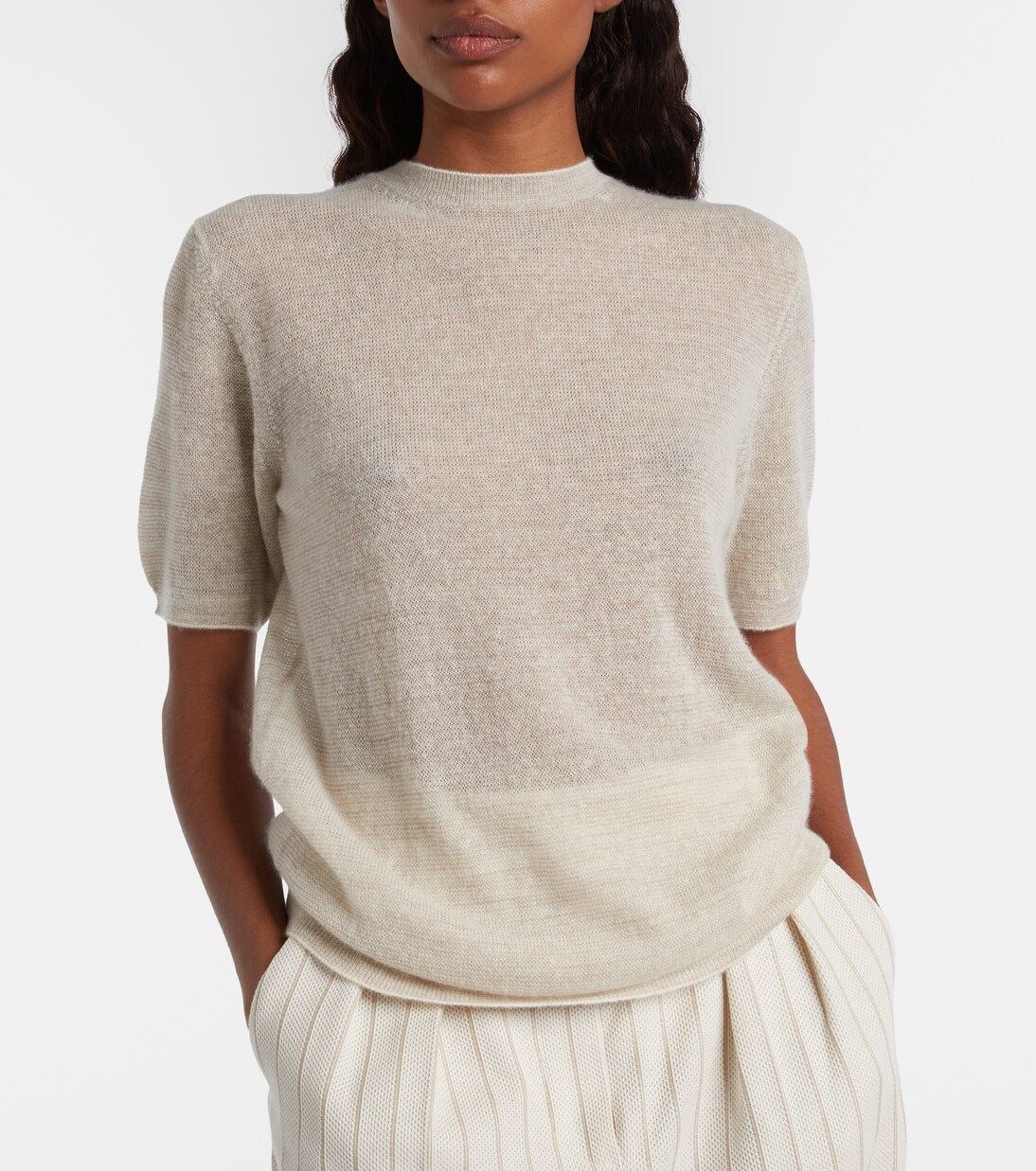 Walnut cashmere, wool, and silk top | Loro Piana