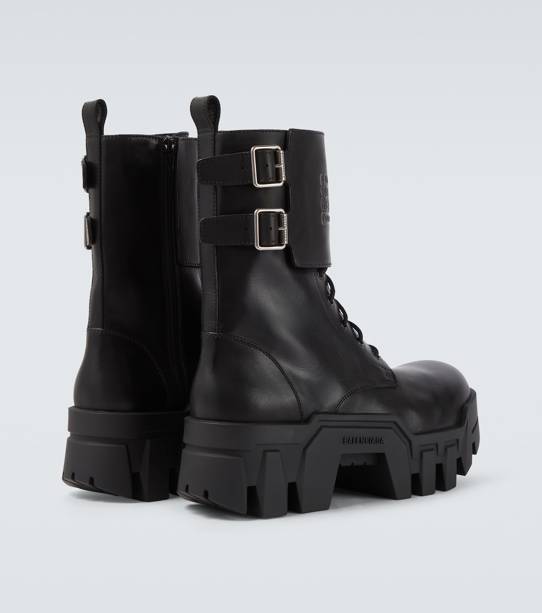 Bulldozer debossed leather combat boots | Balenciaga