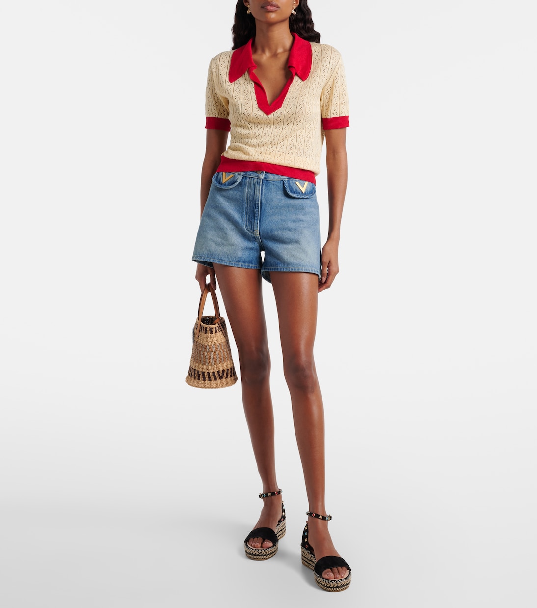 Espadrille-Sandalen Rockstud aus Veloursleder | Valentino Garavani