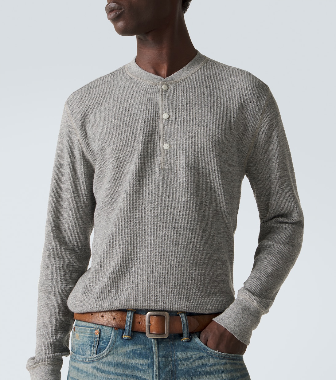 Waffle-knit cotton Henley shirt | RRL