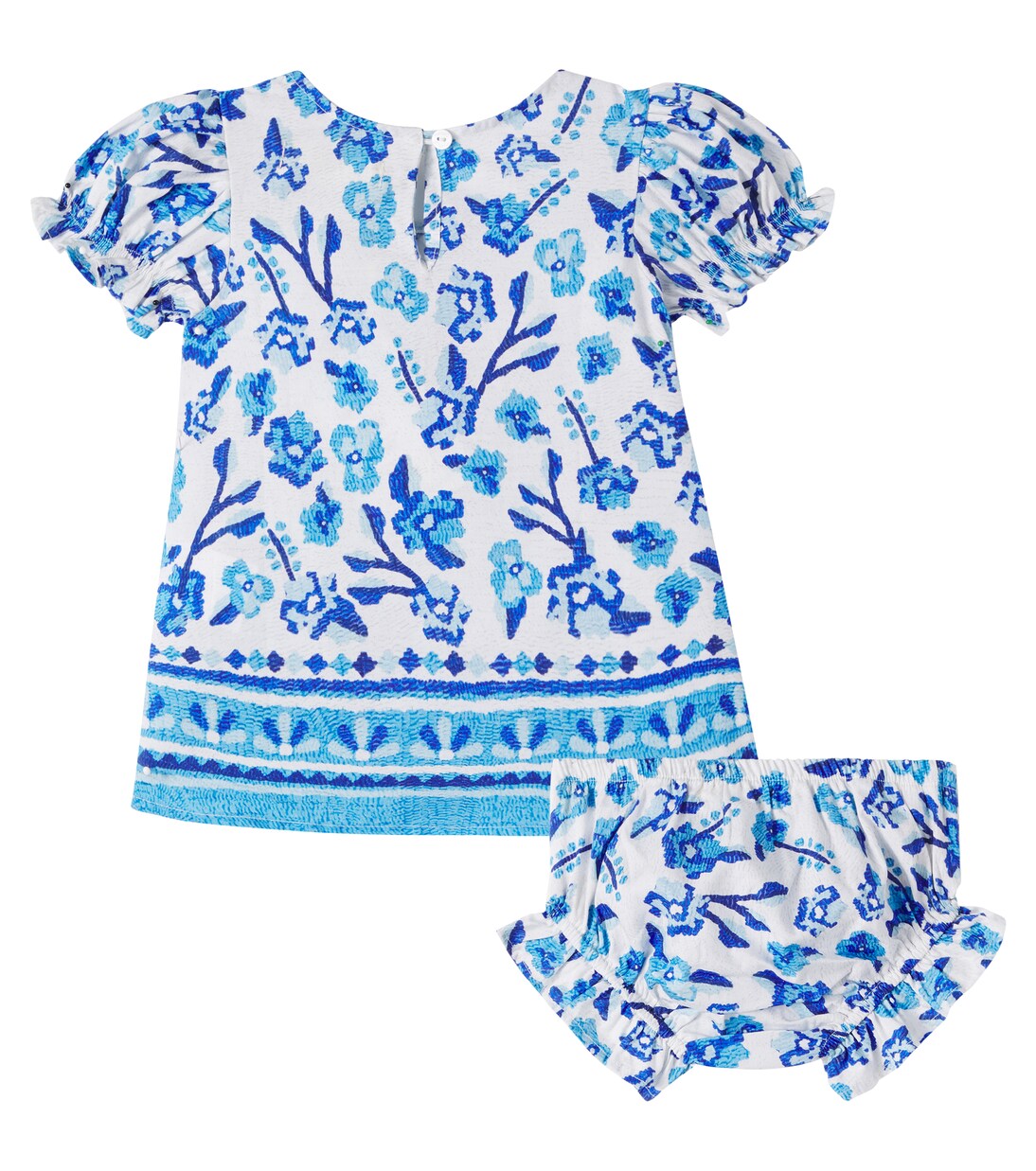 Baby printed smocked cotton dress and bloomers set | Fábula