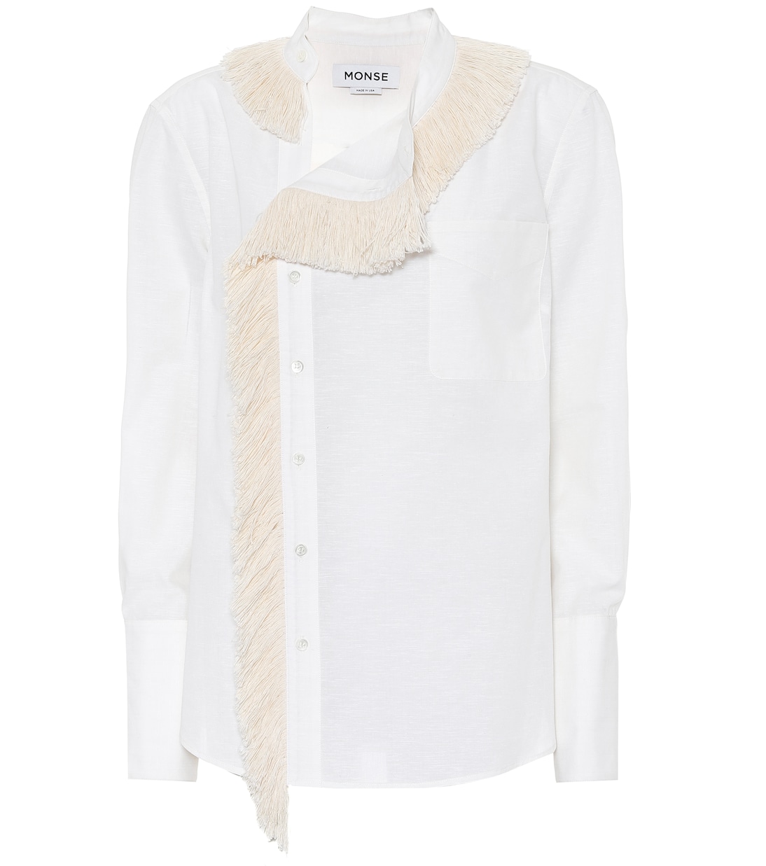 Camicia in cotone e lino con frange | Monse