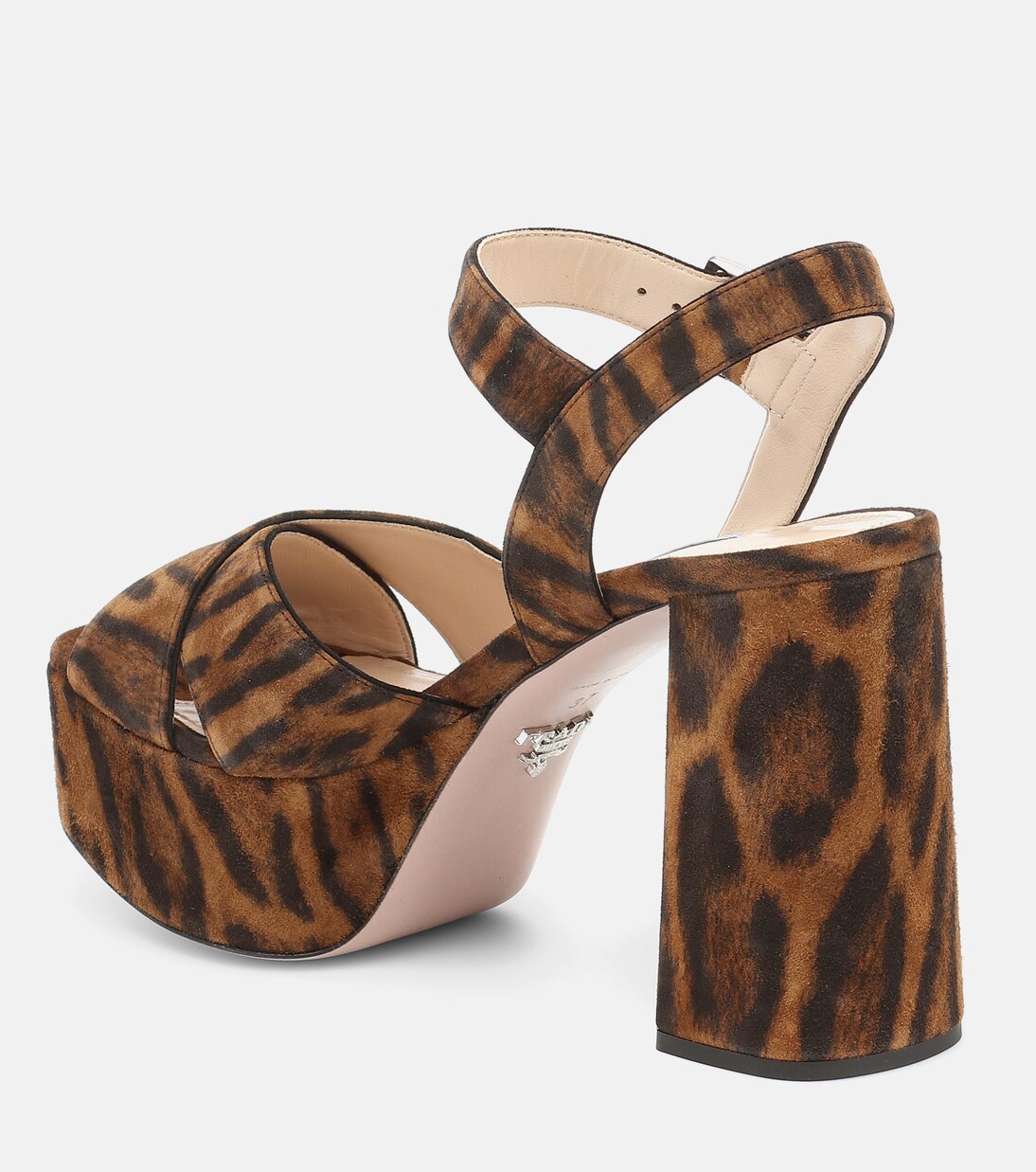 Leopard-print suede sandals in brown - Prada | Mytheresa