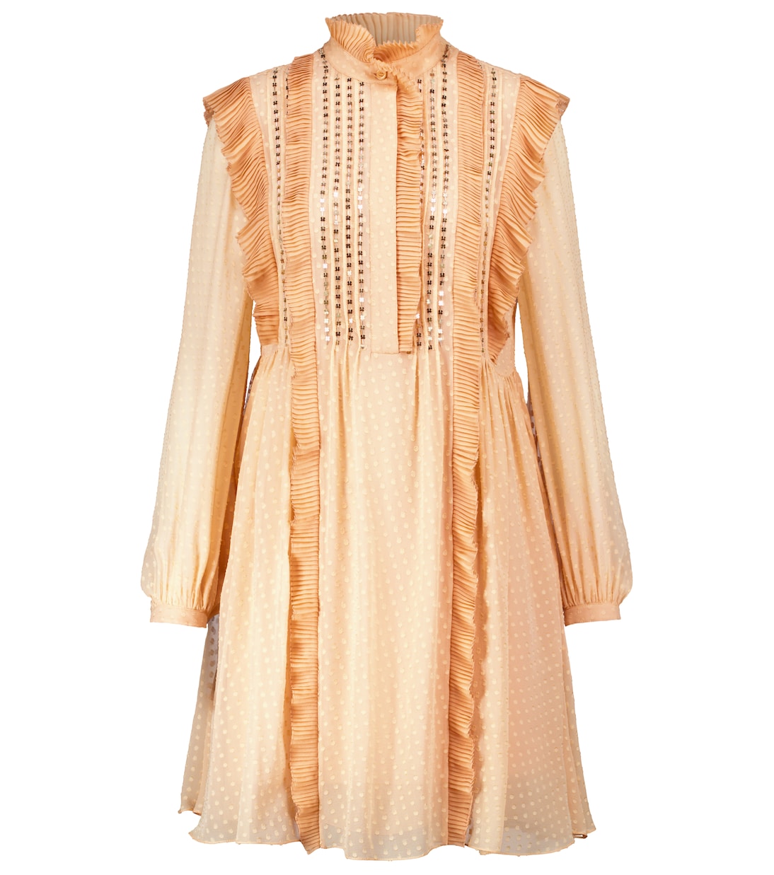Polka-dot ruffle silk minidress | Chloé