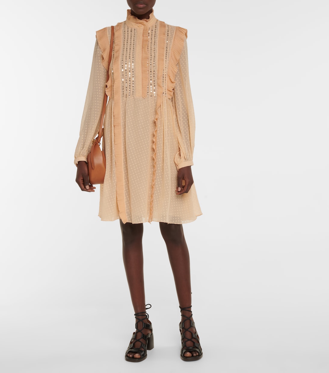 Polka-dot ruffle silk minidress | Chloé