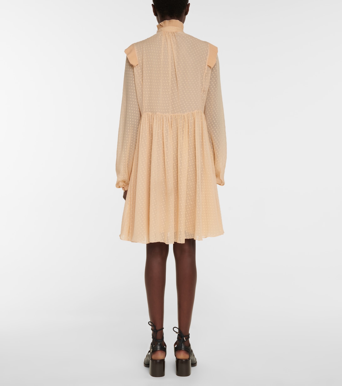 Polka-dot ruffle silk minidress | Chloé