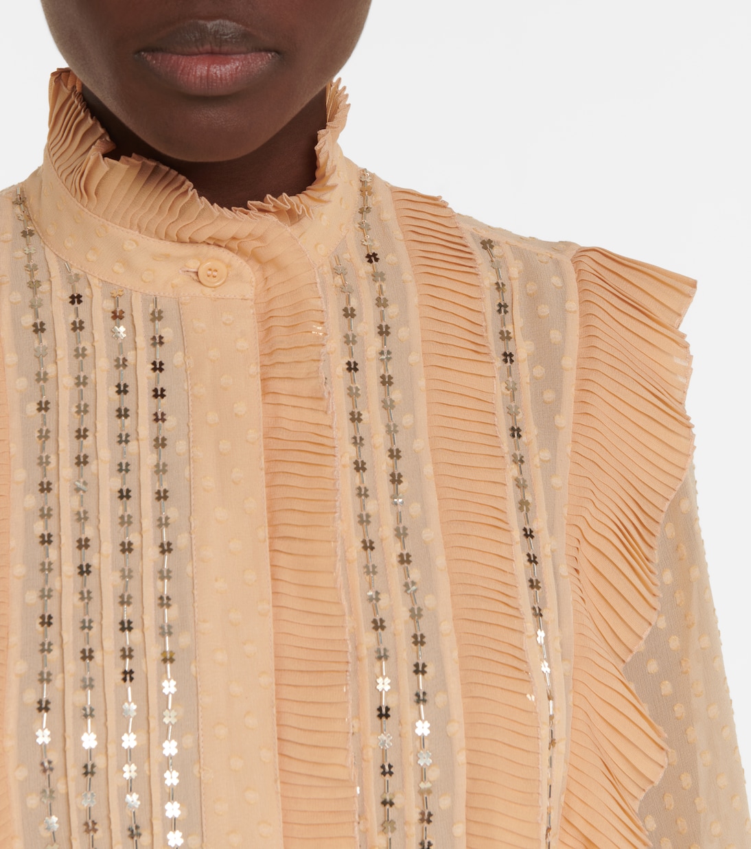 Polka-dot ruffle silk minidress | Chloé