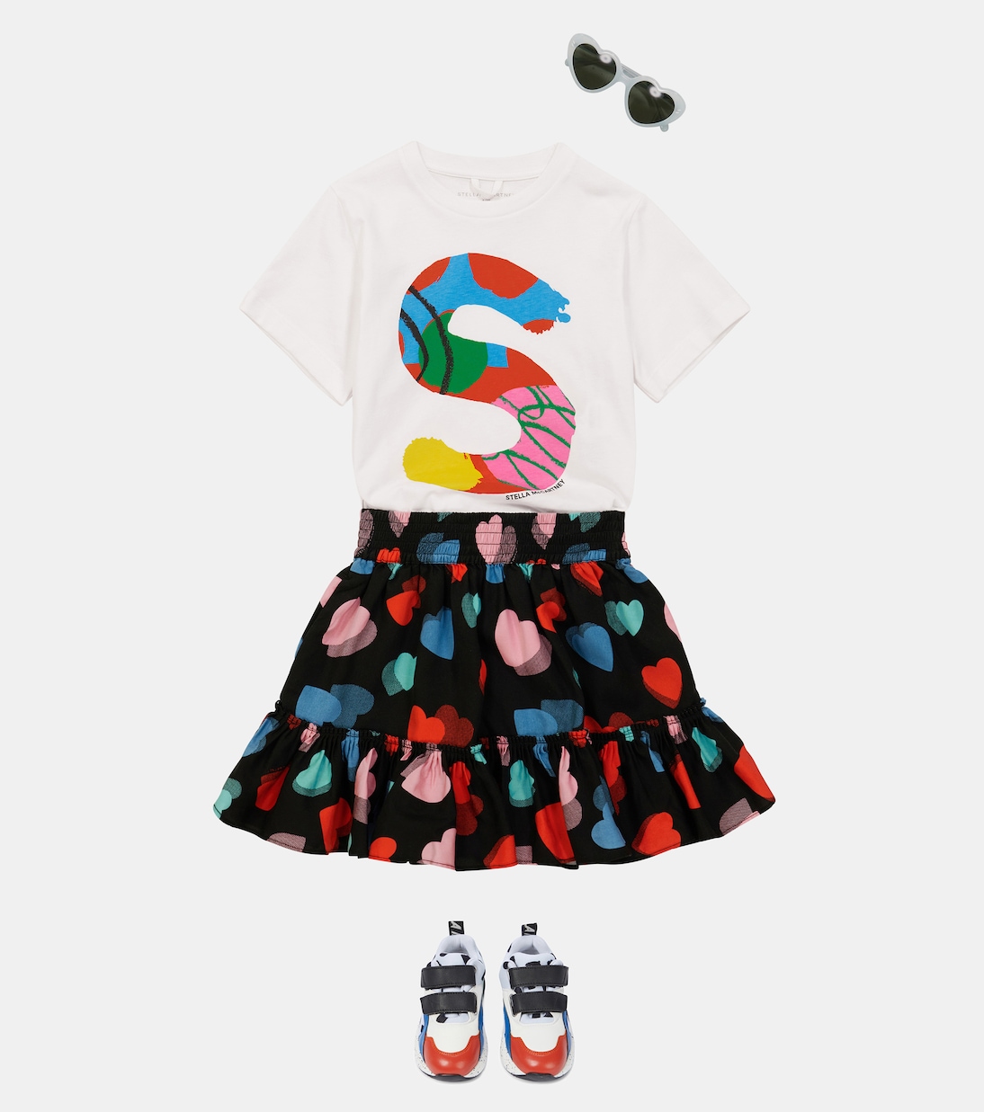 Falda de sarga con print de corazones | Stella McCartney Kids
