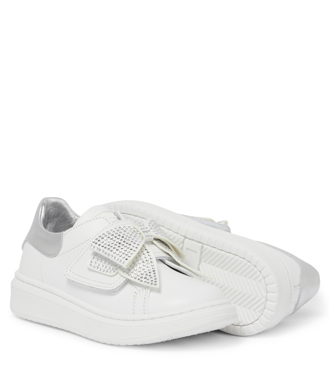 Sneakers in pelle con fiocco | Monnalisa
