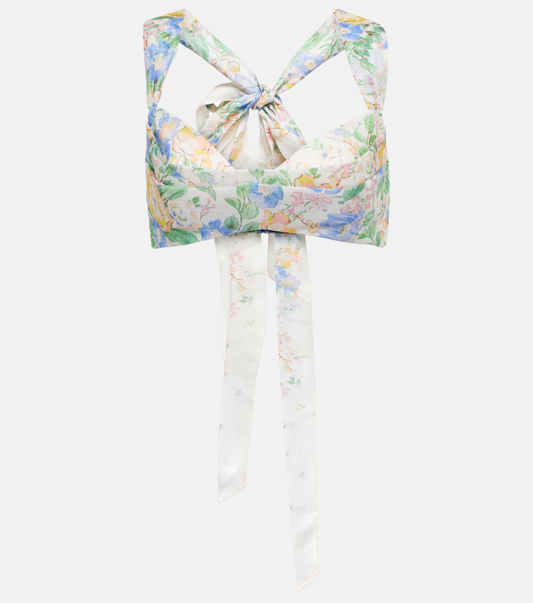 Floral linen and silk bustier top | Zimmermann