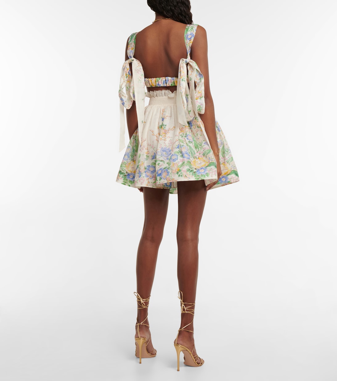 Floral linen and silk bustier top | Zimmermann