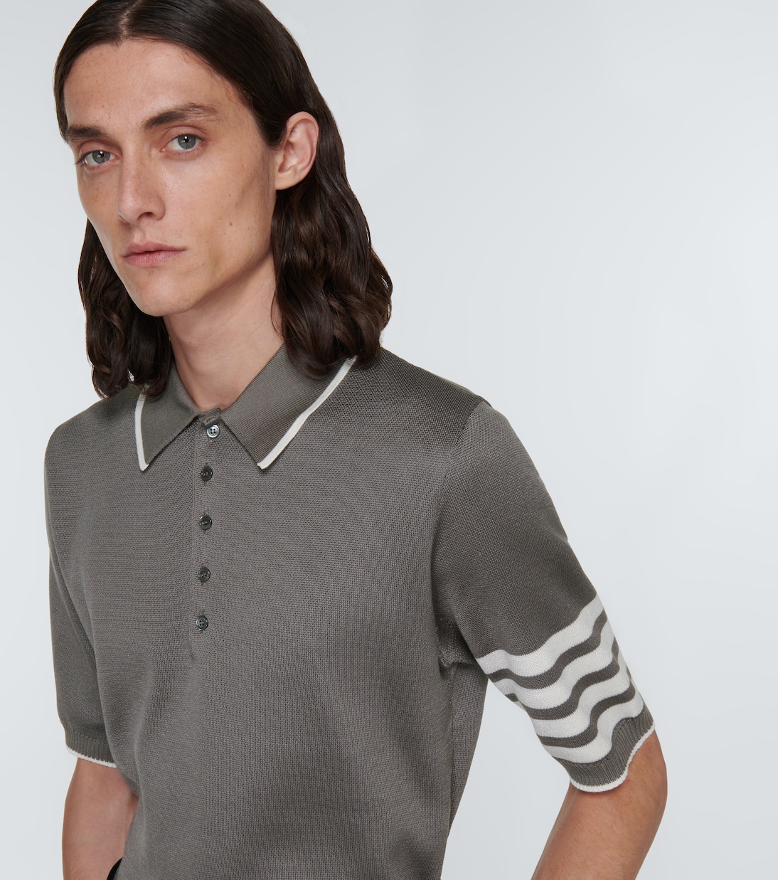 Polo 4-Bar de seda y algodón | Thom Browne