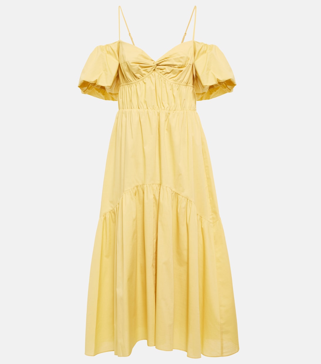 Puff-sleeve cotton midi dress | Vince