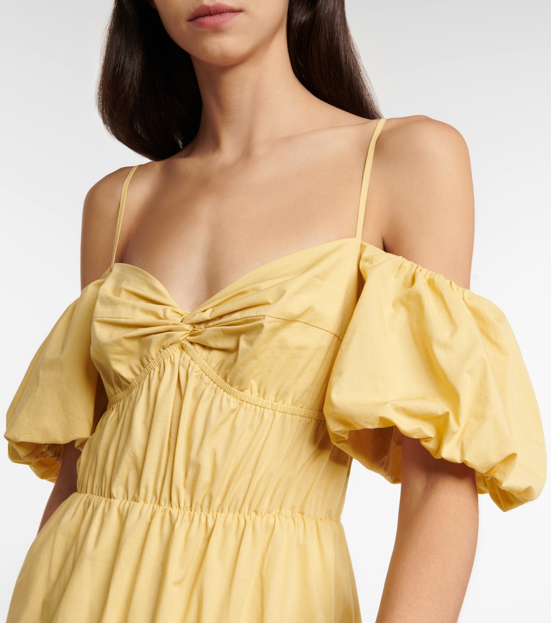 Puff-sleeve cotton midi dress | Vince