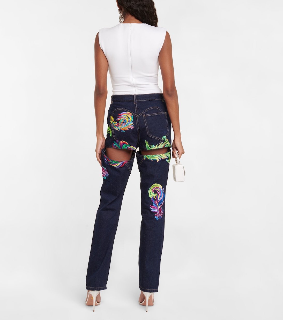 Jeans regular a vita alta con ricamo | Area