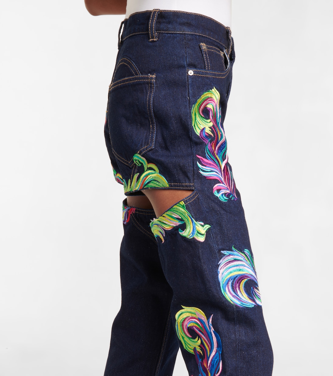 Jeans regular a vita alta con ricamo | Area