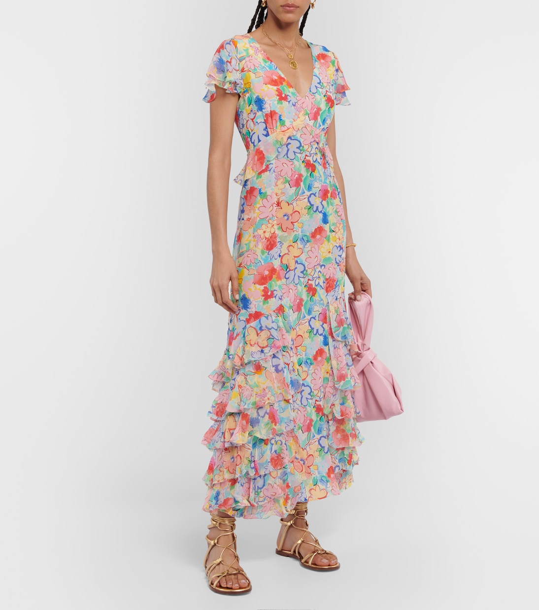 Abito midi Thanvi in voile di seta | Rixo