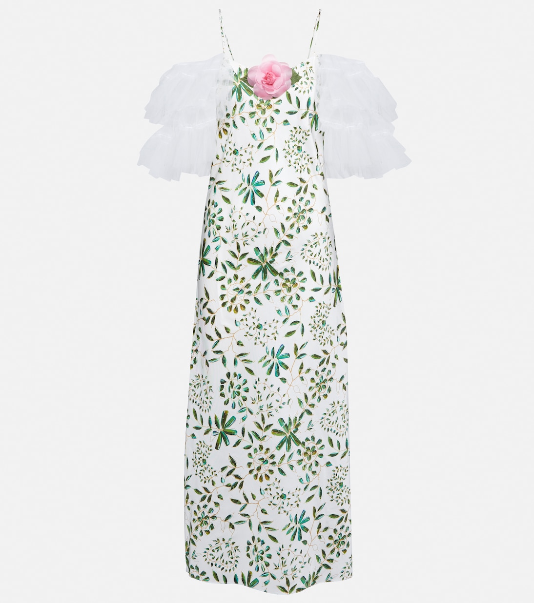 Abito midi in seta con applicazione floreale | Rodarte
