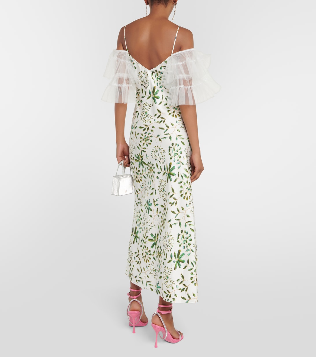 Abito midi in seta con applicazione floreale | Rodarte