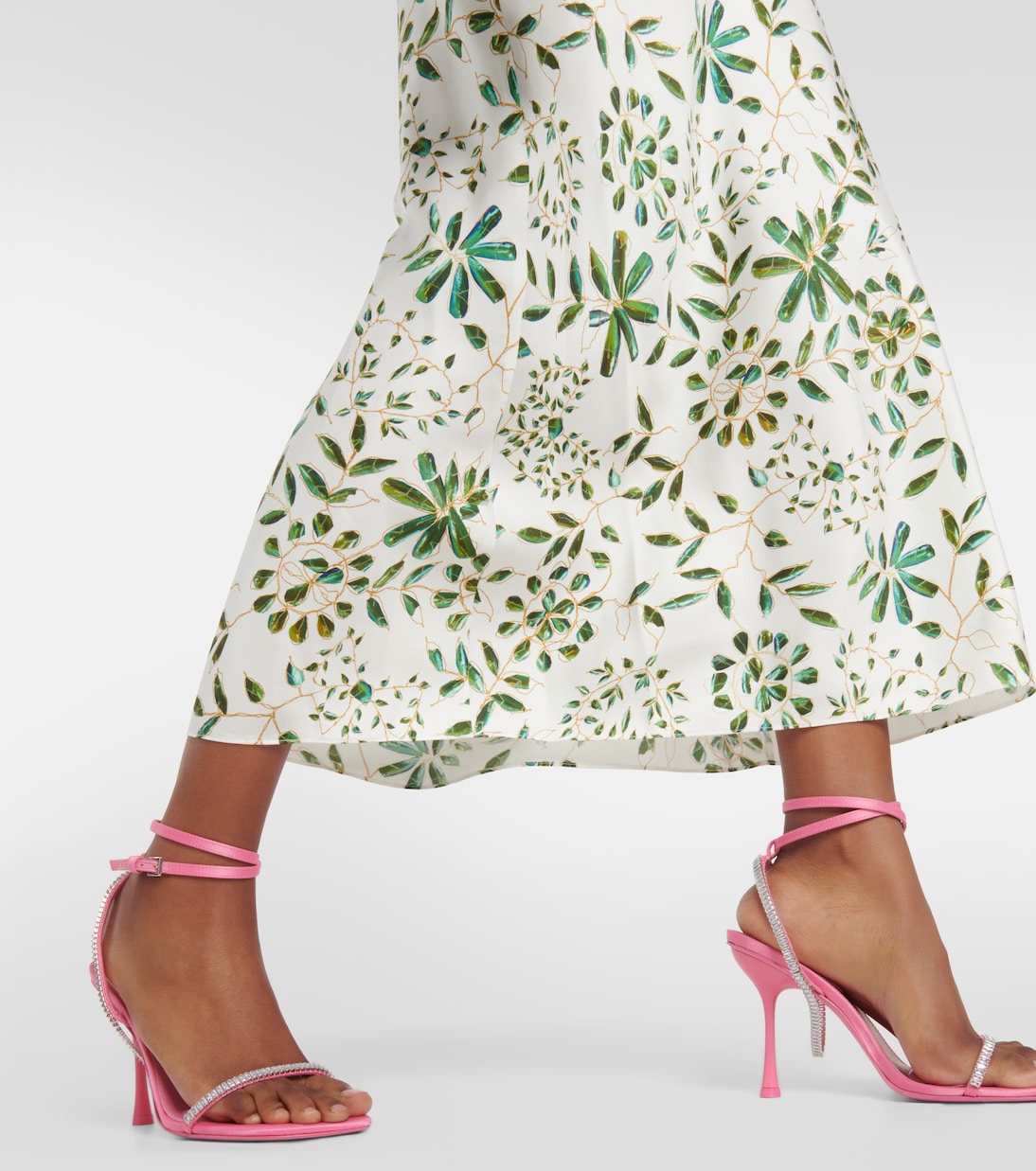 Abito midi in seta con applicazione floreale | Rodarte