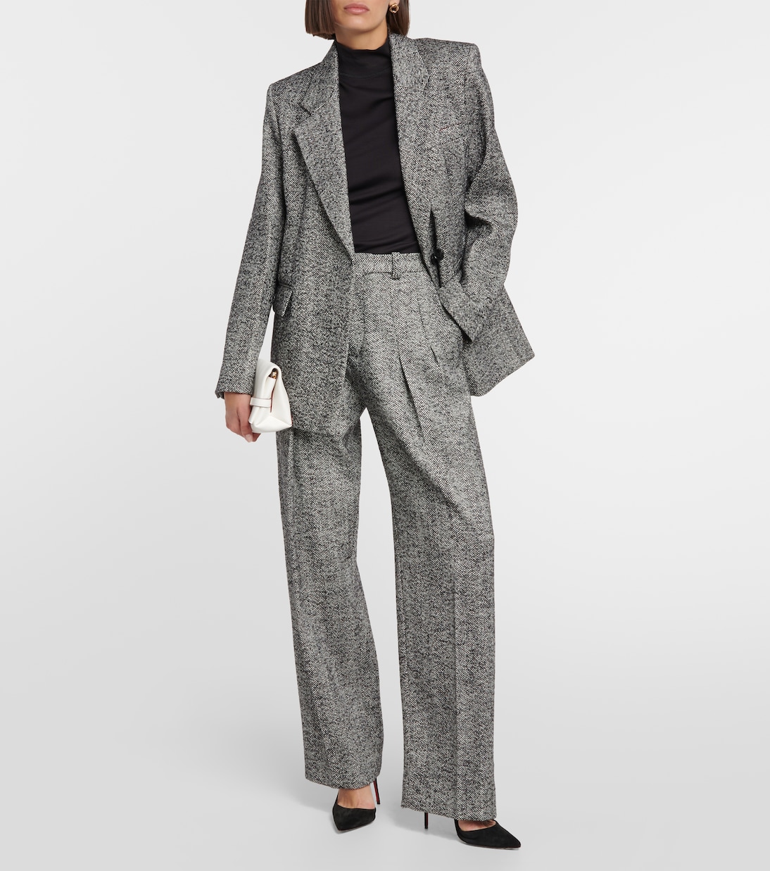 Giacca in misto lana a spina di pesce | Victoria Beckham