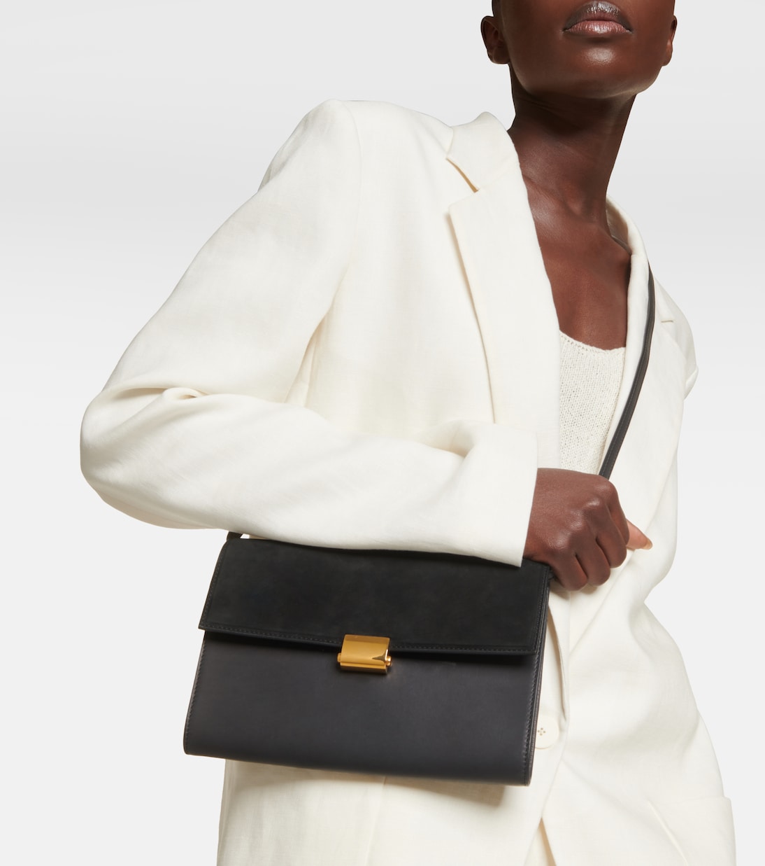 Borsa a tracolla Laurie in suede e pelle | The Row