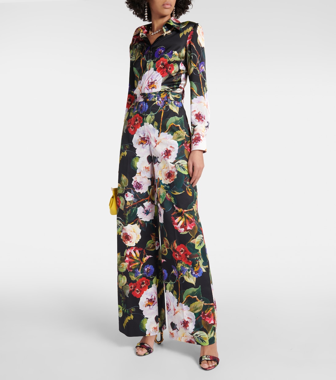 Chemise en satin de soie à fleurs | Dolce&Gabbana