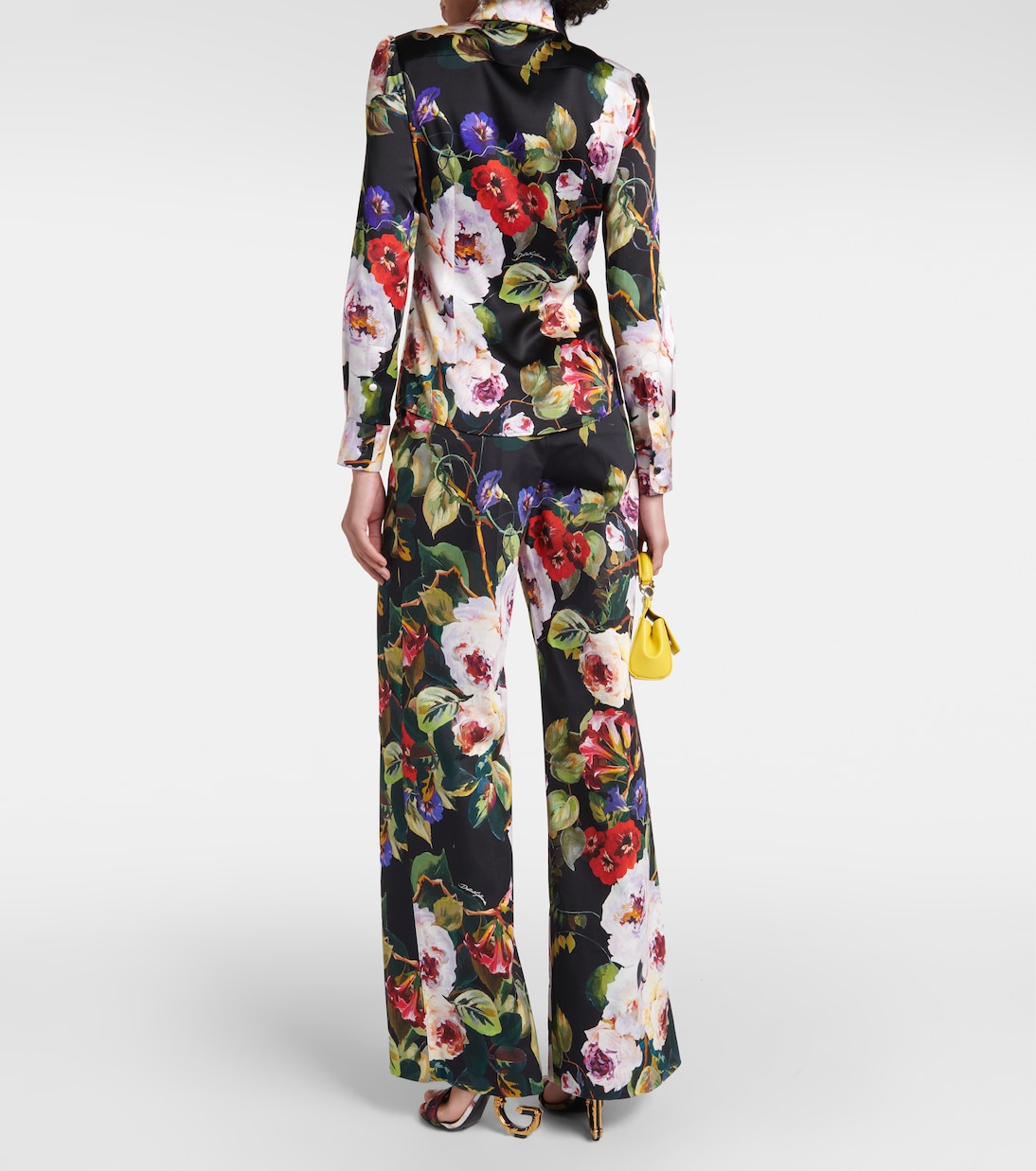 Chemise en satin de soie à fleurs | Dolce&Gabbana