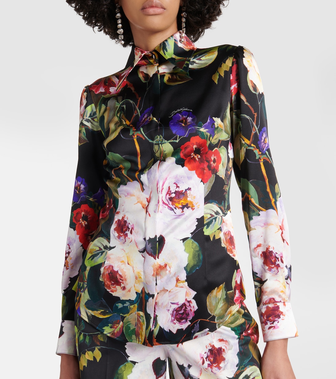 Chemise en satin de soie à fleurs | Dolce&Gabbana