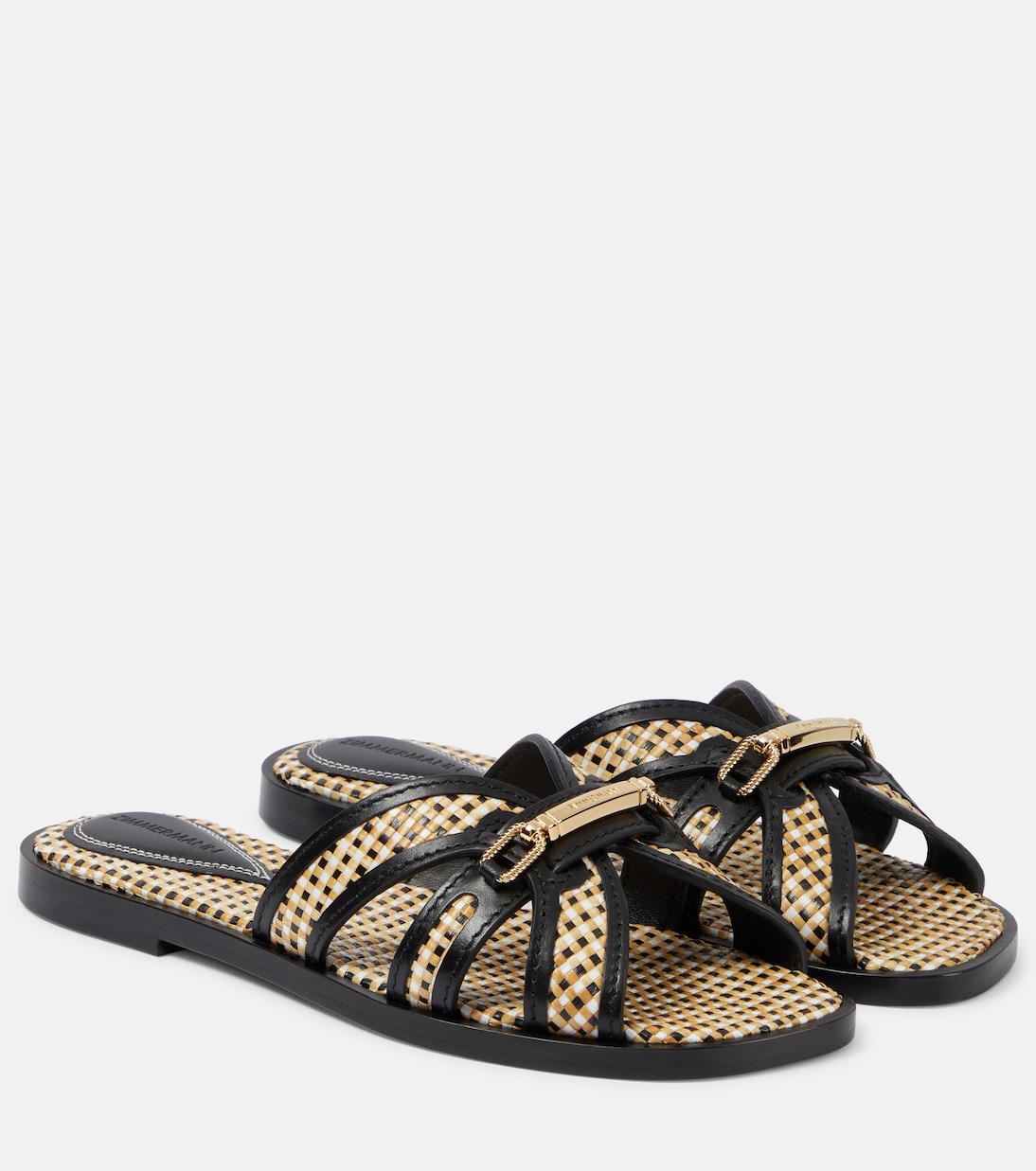 Mules Prisma en raphia et cuir | Zimmermann